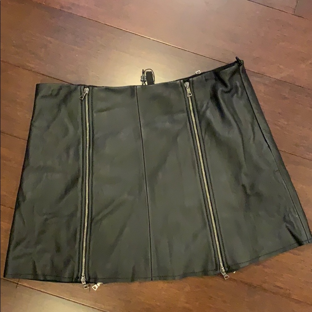 BCBG Maxazria leather (mini “ish”) skirt NWT
